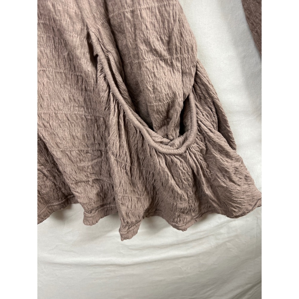 Free People Beach Tunic Top Womens Medium Mauve Crinkle Gauze Pockets Boho - Picture 8 of 10